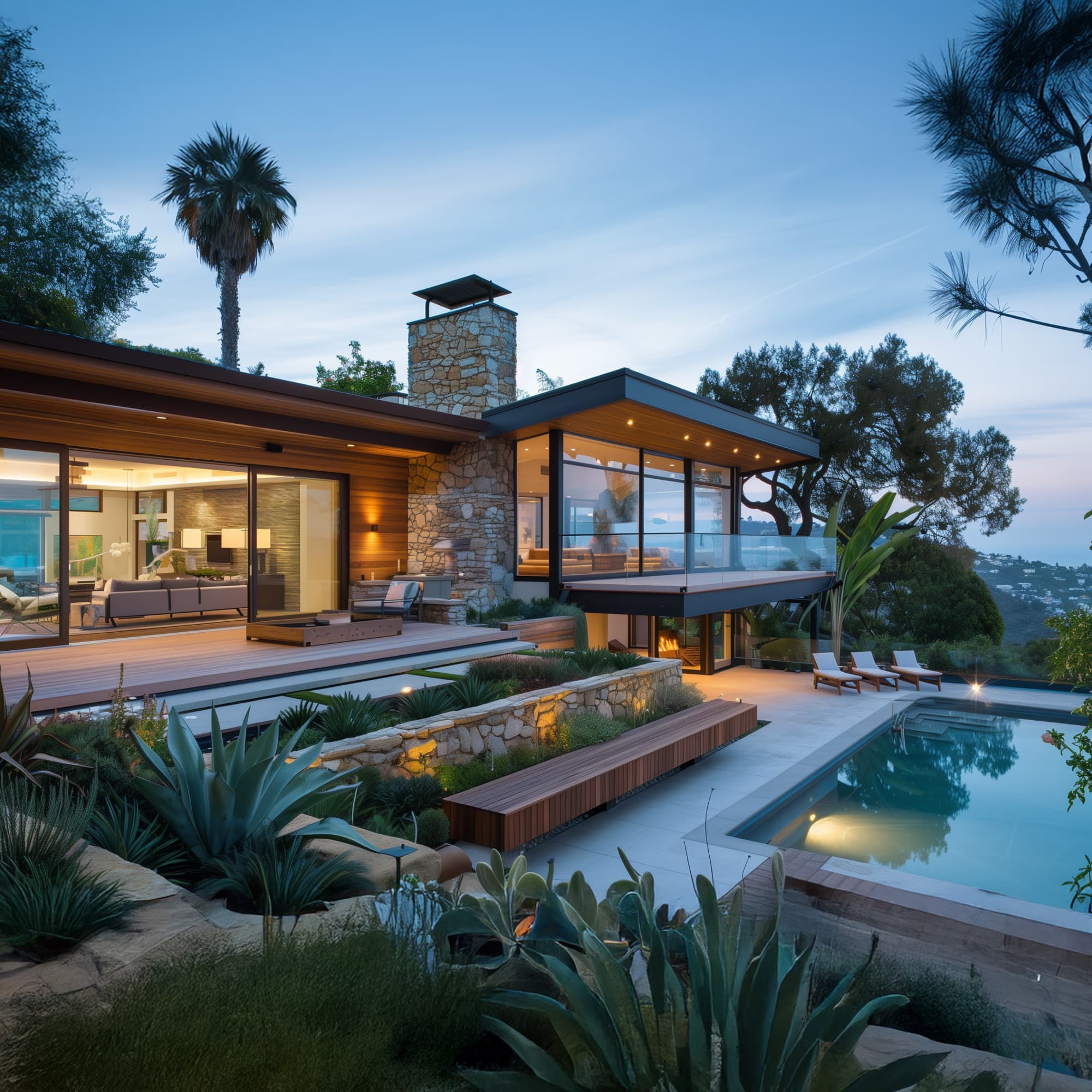 Mid-Century Modern architectural rendering